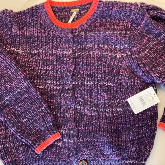 Free People Purple Combo Knit Cardigan-NWT - Picture 7 of 16